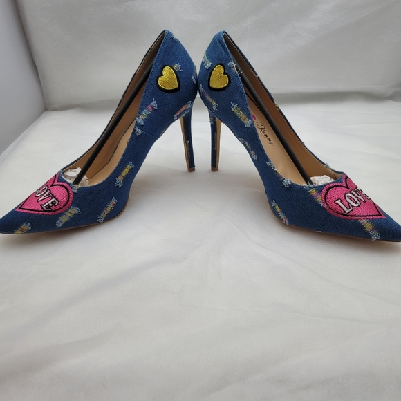Penny Loves Kenny Mixed Blue Denim Pump - Picture 2 of 8